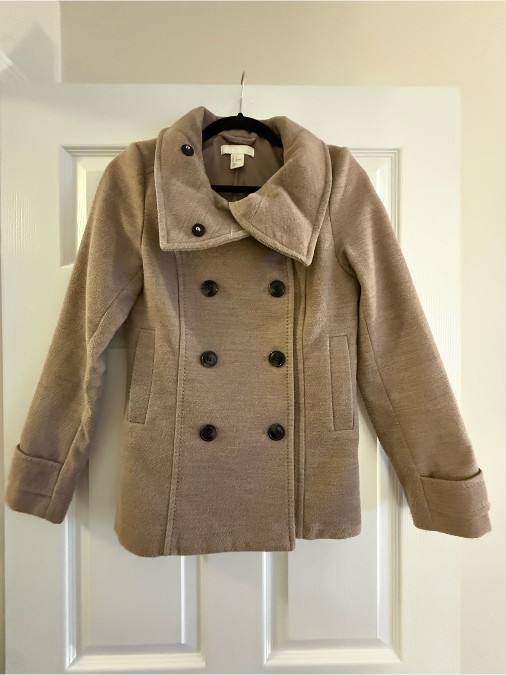 H&M Women's Double-Breasted Taupe Peacoat